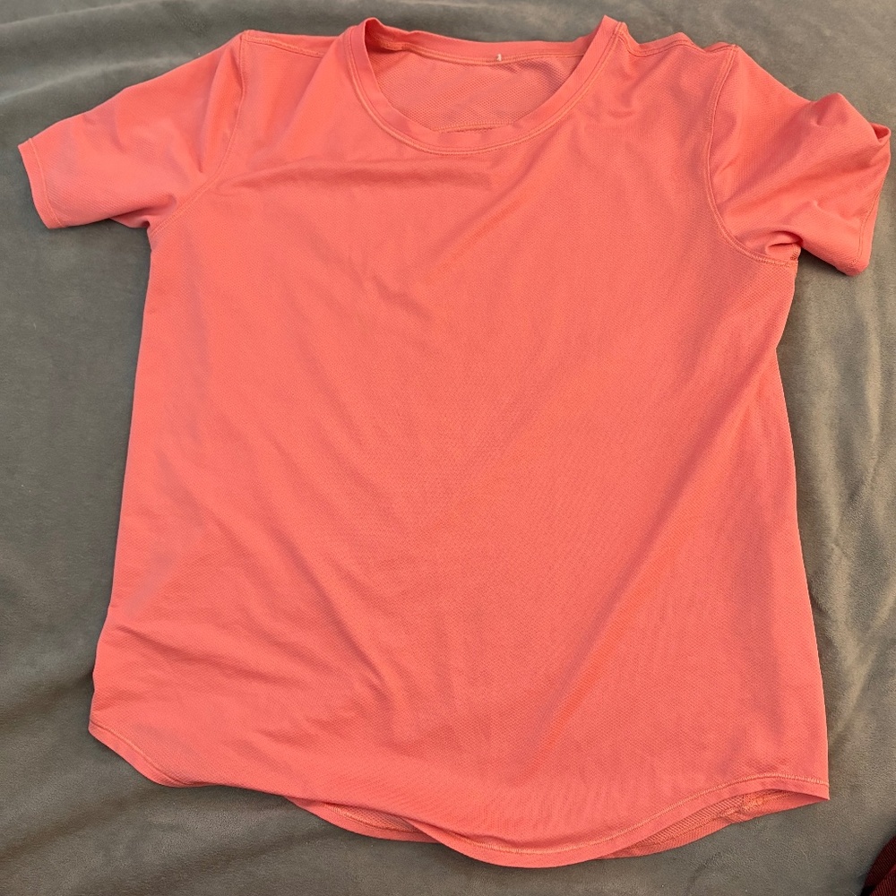coral pink nike running mesh shirt